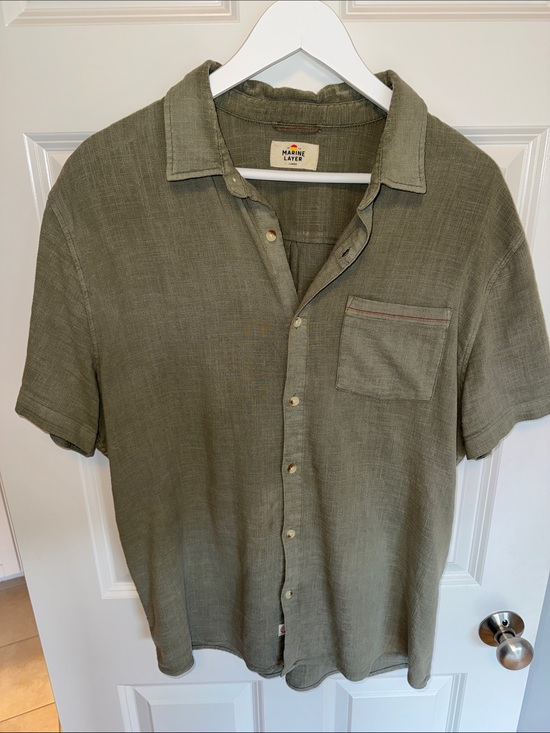 Marine Layer Other - Marine Layer Olive Green Short-Sleeve Button-Down Shirt